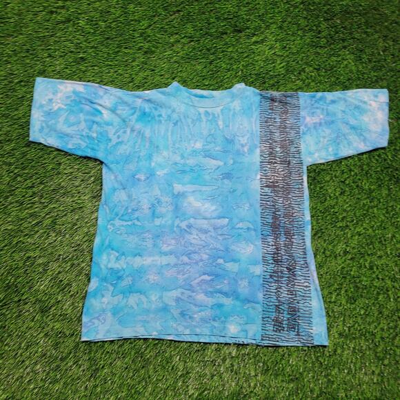 VTG 90s Crystal Wash Abstract Art T-Shirt Mens Small Oversized Boxy Fit Cropped - Picture 1 of 10